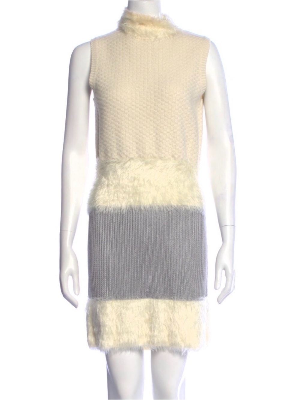 Diane von Furstenberg Textural “Plush” Dress Fur Trim S DVF